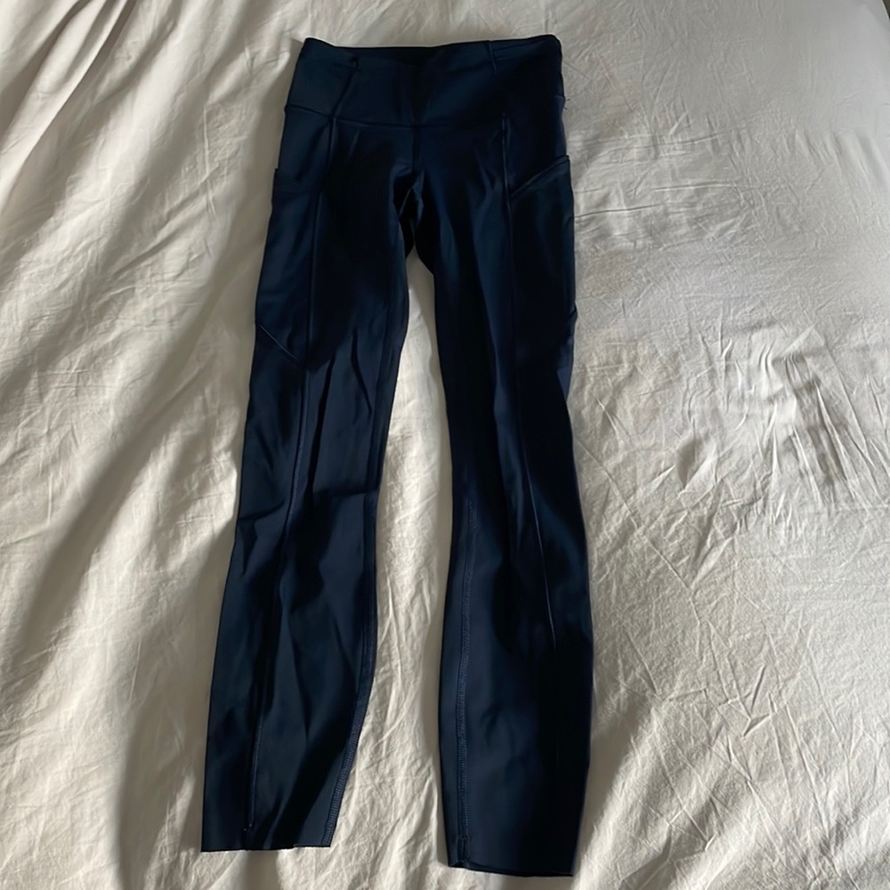 lululemon, navy, size 0, fast and free high rise tight 25” leggings